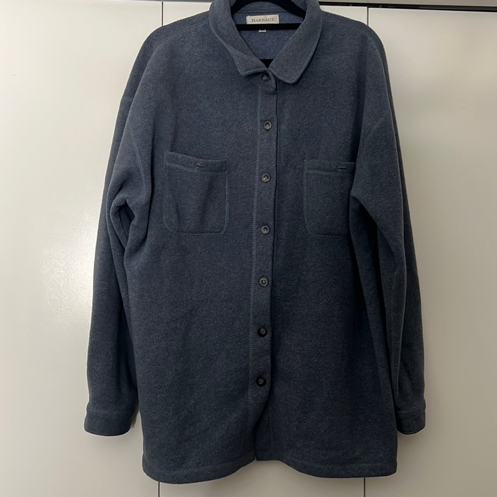 Polar Fleece, Cozy Winter Apres Ski Shirt Jacket​ dark grey blue collared